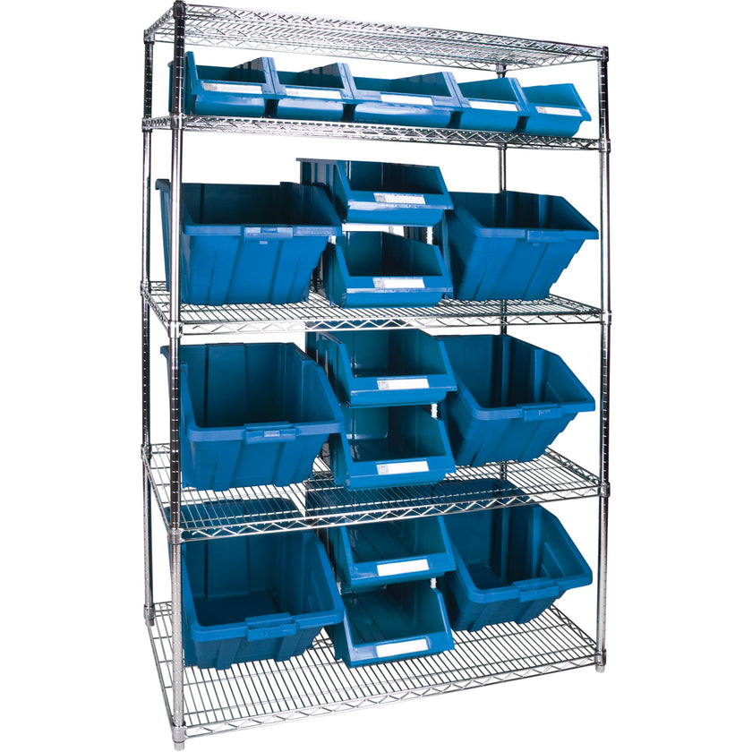 Heavy-Duty Wire Shelving Unit with Storage Bins, 5 Tiers, 48
