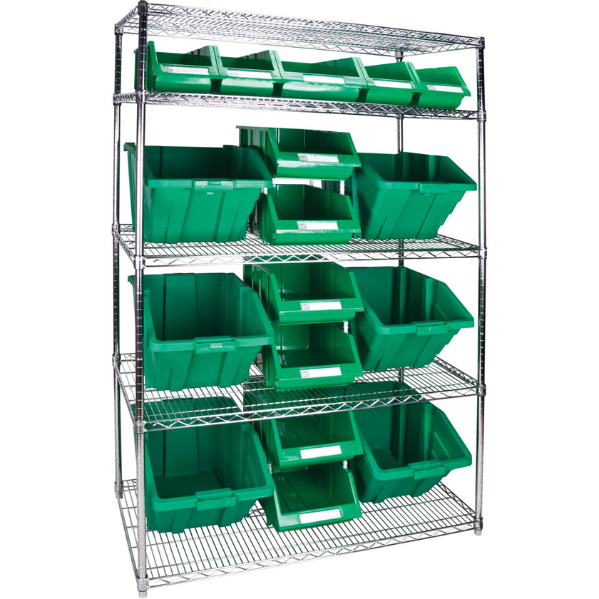 Heavy-Duty Wire Shelving Unit with Storage Bins, 5 Tiers, 48