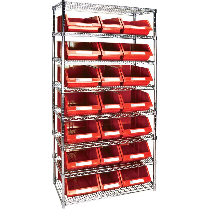 Étagère à rayonnages en fil métallique robuste avec bacs de rangement, 8 niveaux, 91 cm L x 188 cm H x 46 cm P