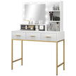 Sophia Illuminated Makeup Table with LED Lights and 3 Drawers-White