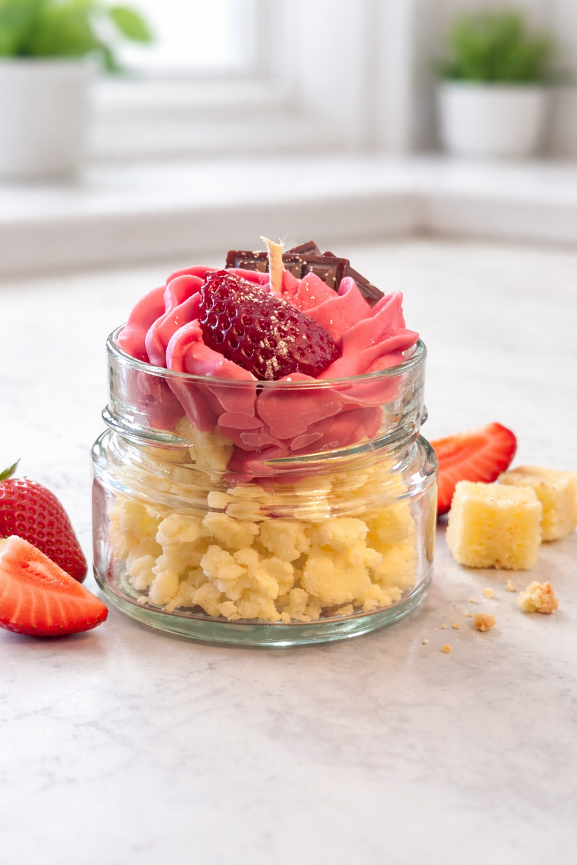 La bougie gourmande mini délice - Shortcake aux fraises