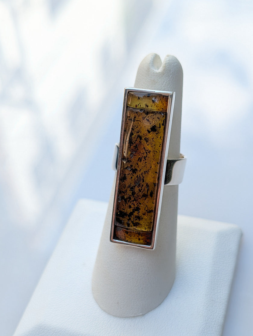 Forest Light Ring | Silver Baltic Amber Ring | Tears of the Sun Collection