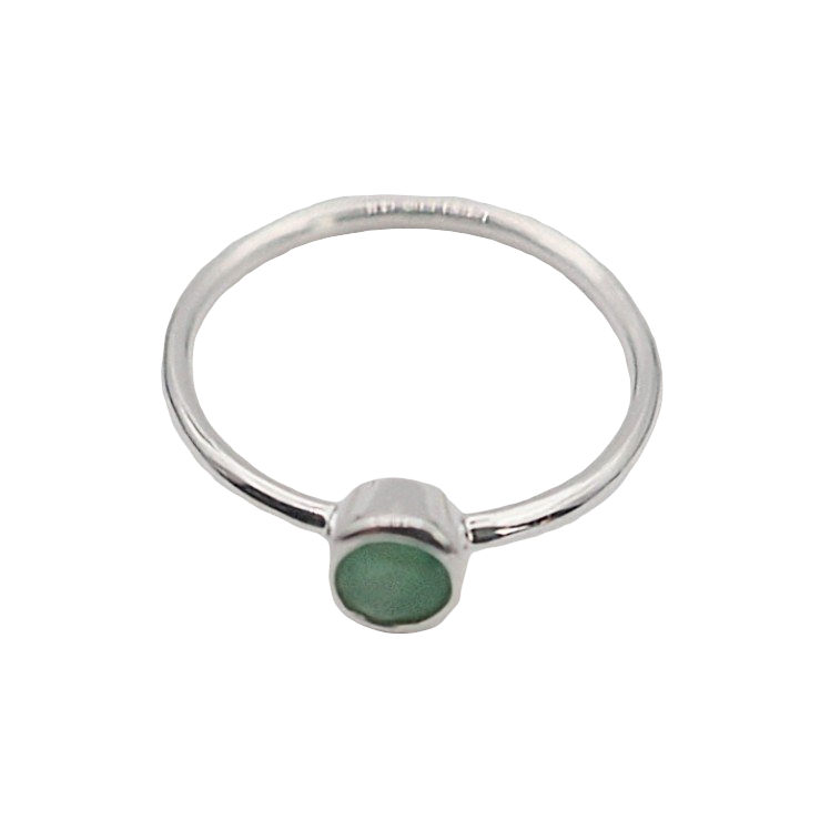 Ring - 925 Sterling Silver - Small Rond Gemstone