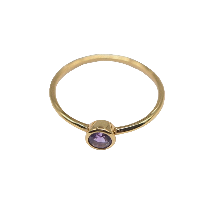 Ring - 925 Sterling Silver - Gold-Plated (1 micron) - Rond Gemstone