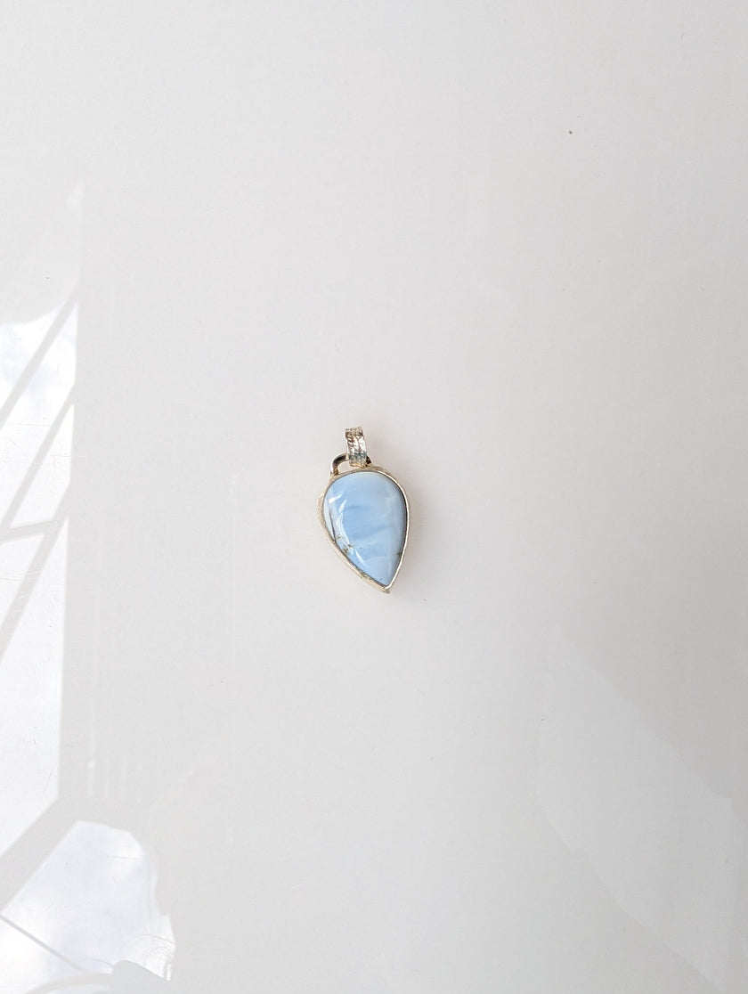 Moon Line Pendant | Pear-Shaped Blue Opal in Sterling Silver