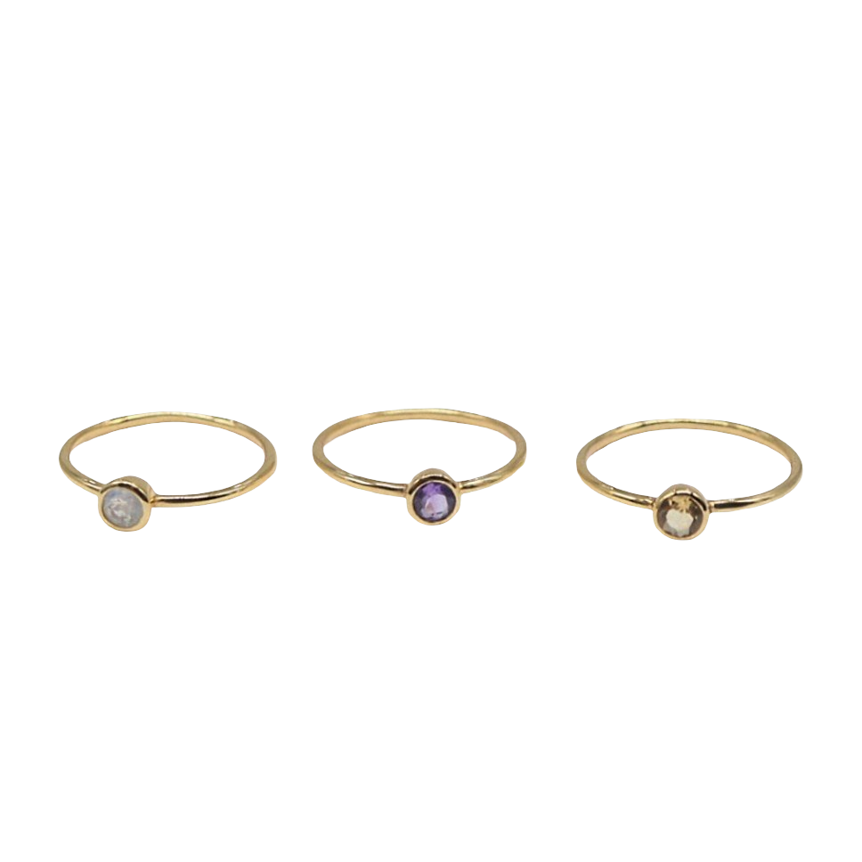 Ring - 925 Sterling Silver - Gold-Plated (1 micron) - Rond Gemstone