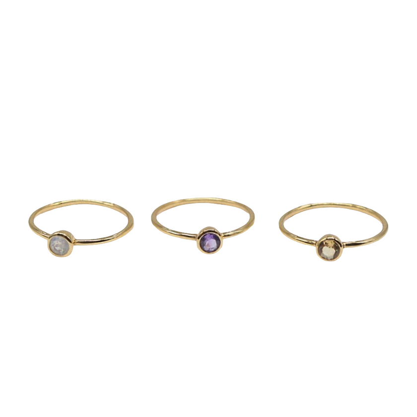 Ring - 925 Sterling Silver - Gold-Plated (1 micron) - Rond Gemstone