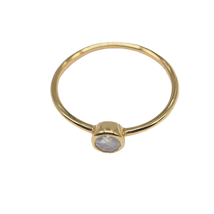 Ring - 925 Sterling Silver - Gold-Plated (1 micron) - Rond Gemstone