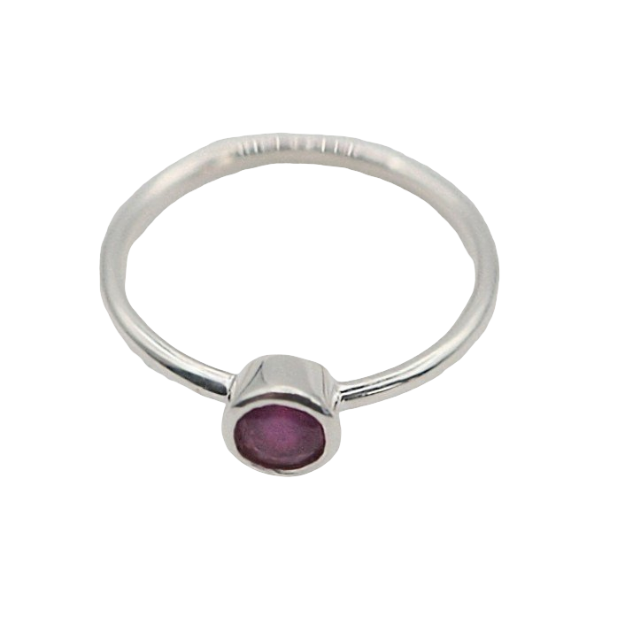 Ring - 925 Sterling Silver - Small Rond Gemstone