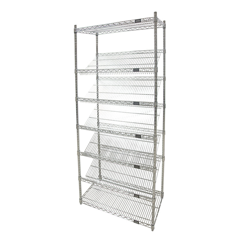Slanted Wire Shelving Unit, 7 Tiers, 48