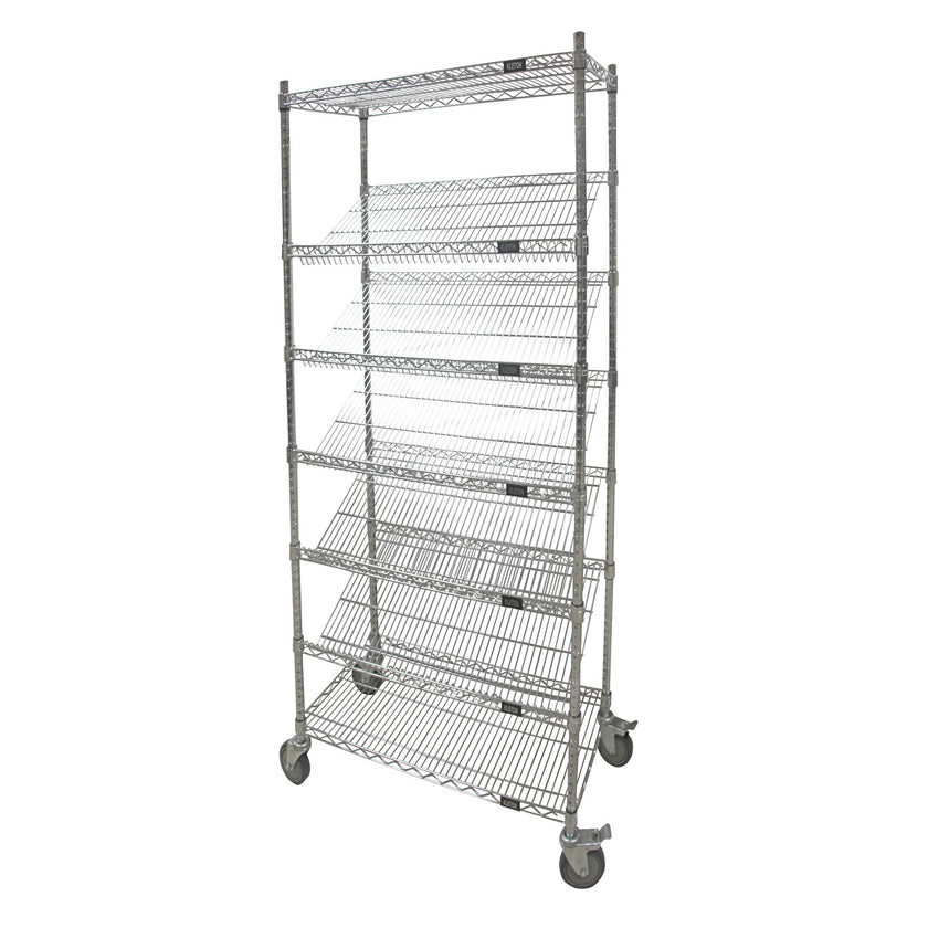 Chariot à étagères inclinées, 7 niveaux, 61 cm L x 203 cm H x 122 cm P