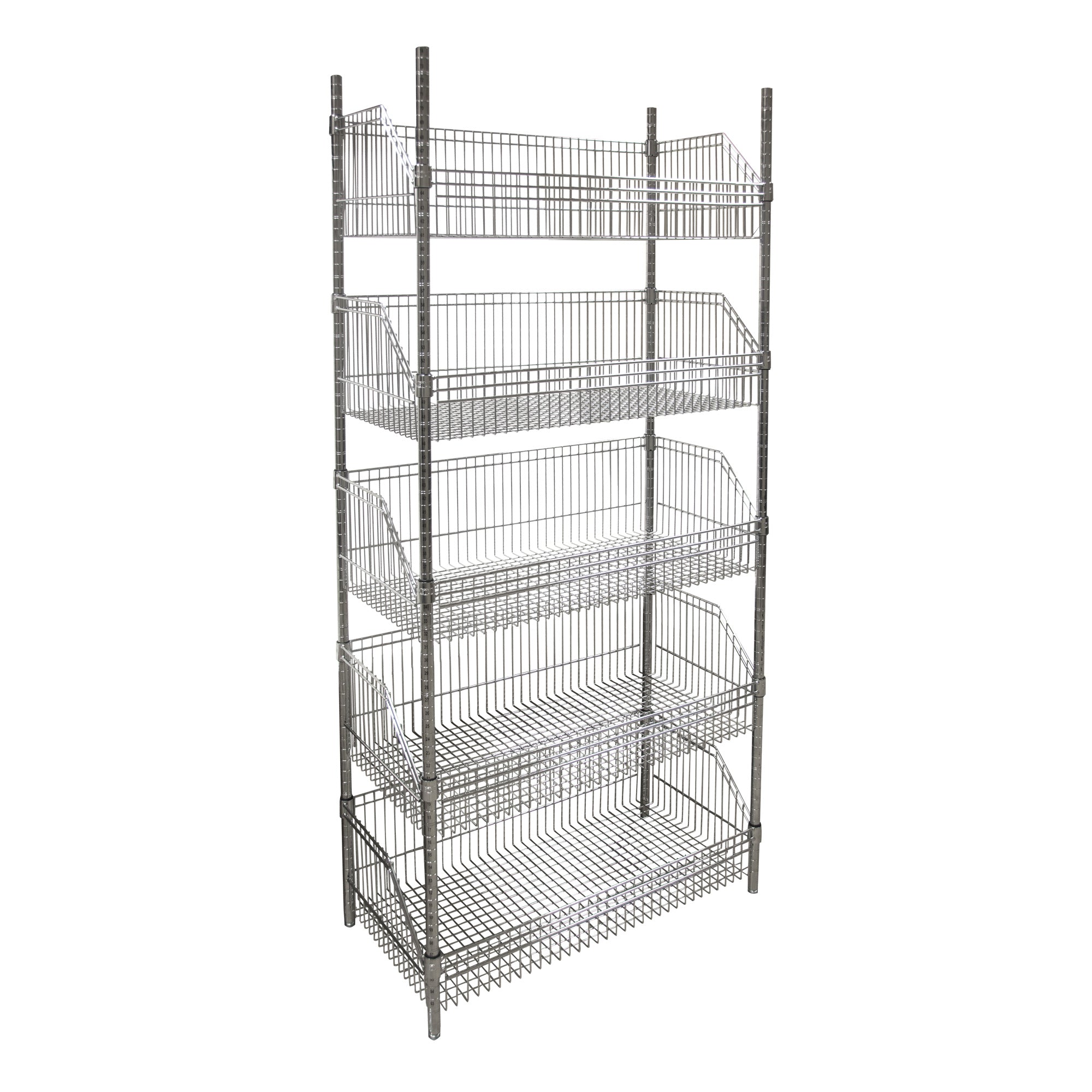 Wire Basket Shelving Unit, 5 Tiers, 36