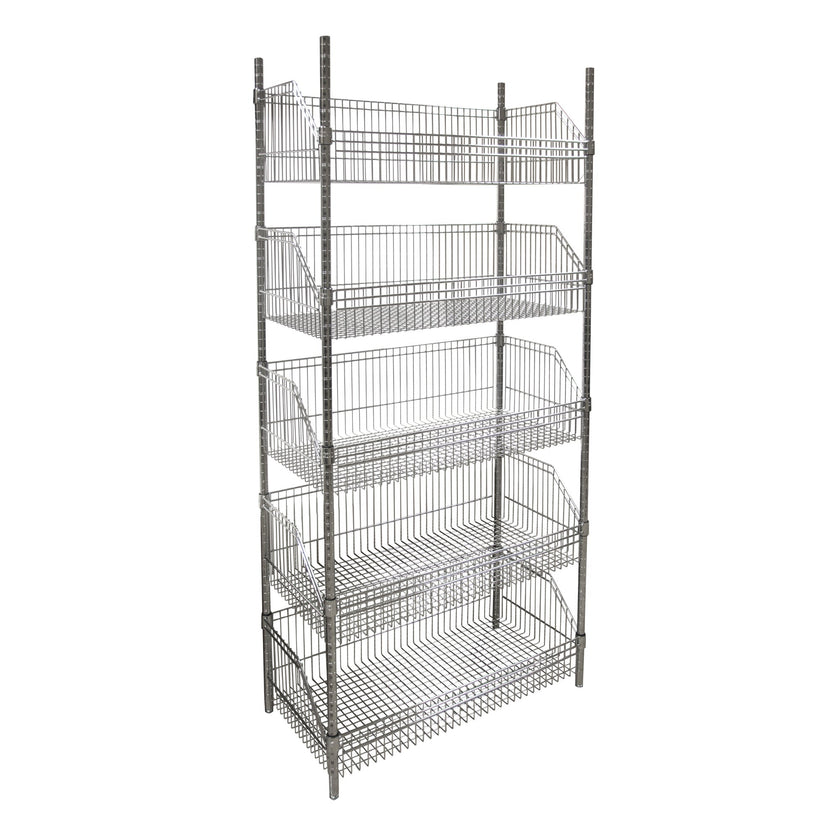 Wire Basket Shelving Unit, 5 Tiers, 36