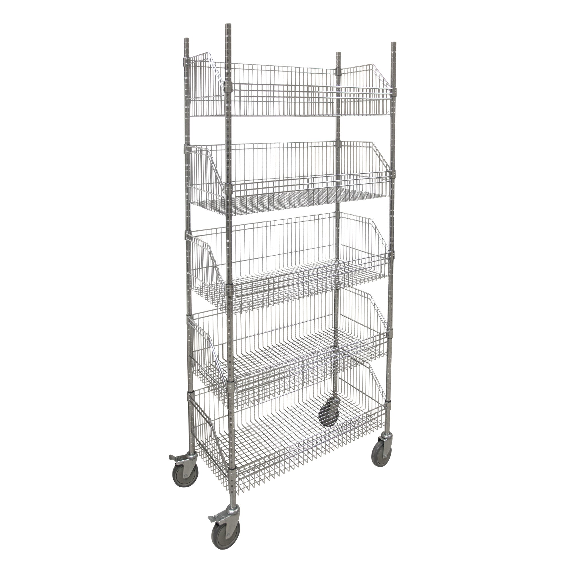 Wire Basket Shelving Cart, 5 Tiers, 36
