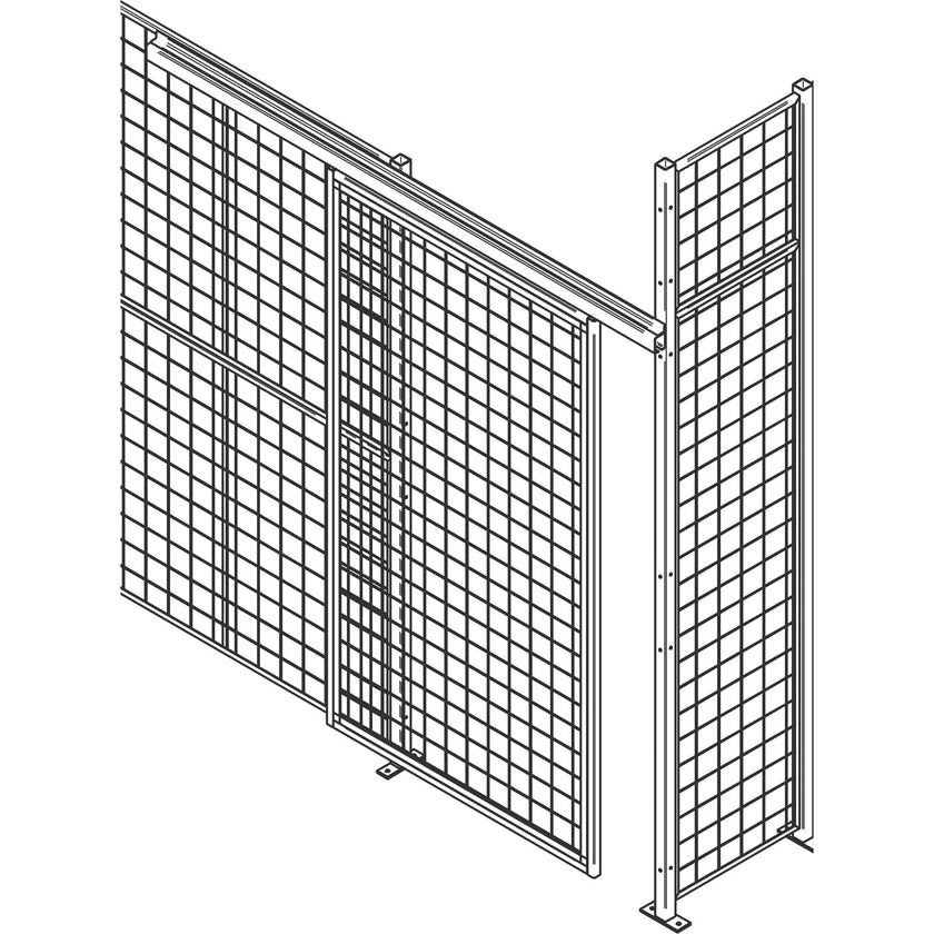 Heavy-Duty Wire Mesh Partition Sliding Door, 8' W x 8' H