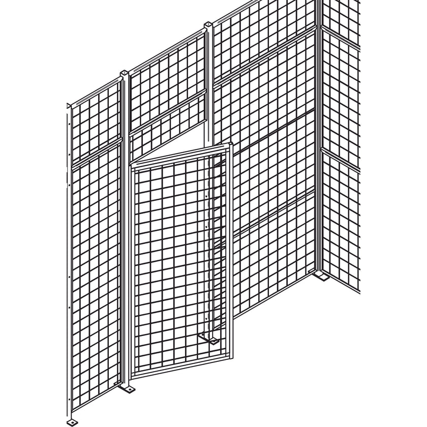 Standard-Duty Wire Mesh Partition Swing Door, 4' W x 7' H