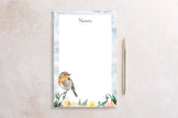 Blank Notepad | Robin Bird in the Spring Garden