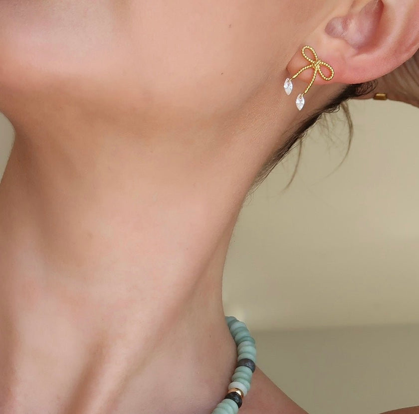 Rope Bow Studs- Gold
