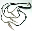Suede Necklace With Feathers