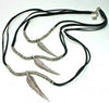 Suede Necklace With Feathers