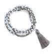 Triple-Strand Crystal Bead Bracelet With Tassel