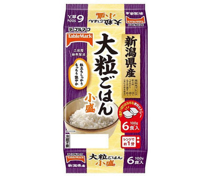 [11/25~ 10% OFF all products!!] Table Mark Niigata Prefecture Large Grain Rice Small Portion (Divided) 6 Meal Pack (100g x 2 meals x 3 pieces) x 8 pieces