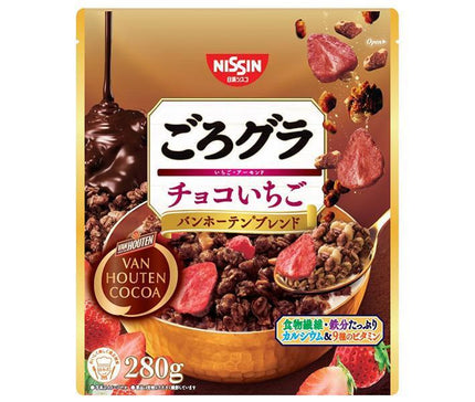 Nissin Cisco Gorogura Chocolate Strawberry Van Houten Blend 280g x 6 bags [Shipped in Japan]