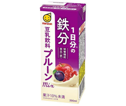 Marusanai One Day's Worth of Iron Soy Milk Drink Prune Mix 200ml Paper Pack x 24 Bottles 