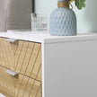 Emery Modern Bedside Table with 2 Drawers and Steel Legs-White/Oak