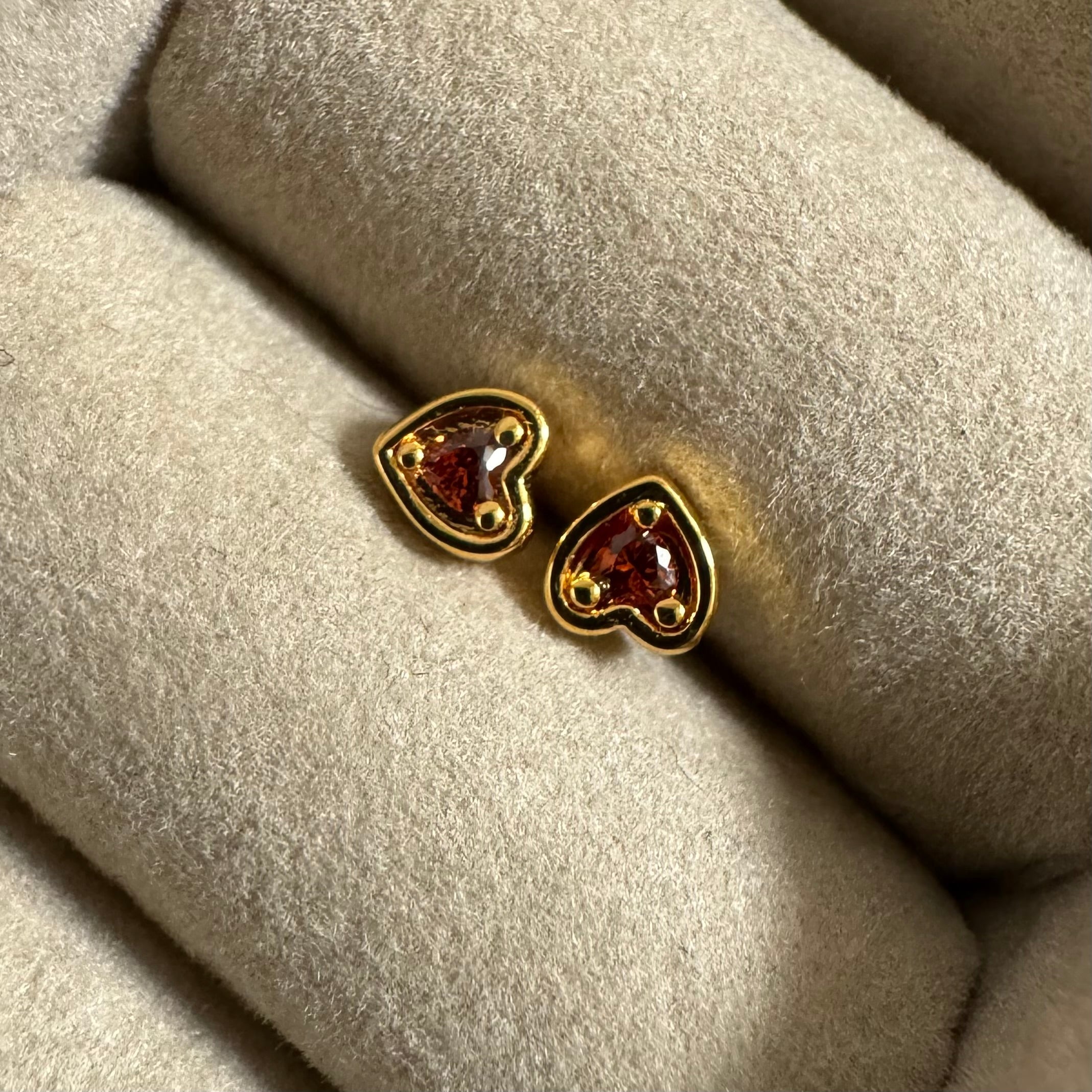 Ruby Heart Studs