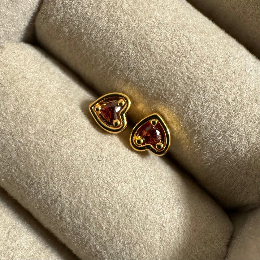 Ruby Heart Studs