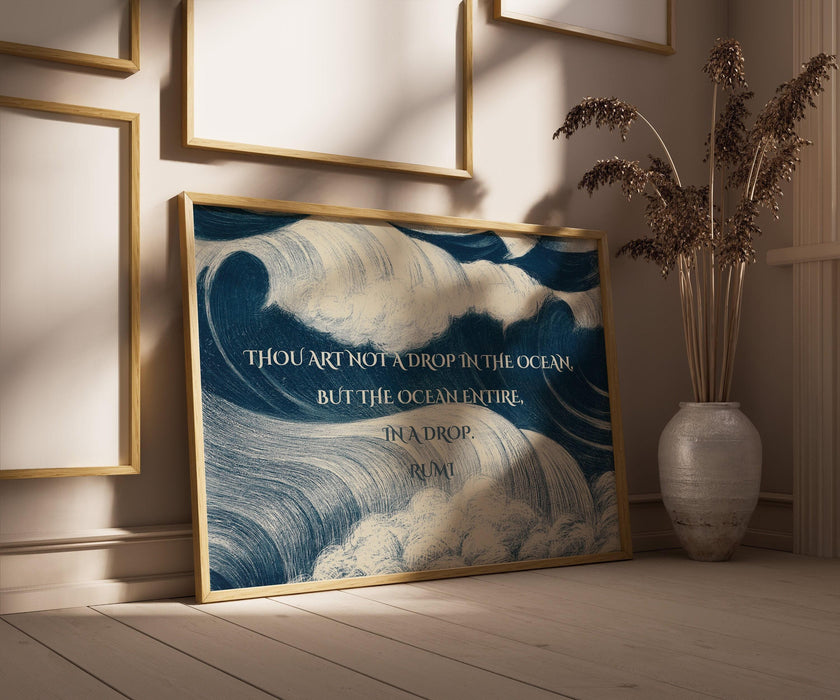 Rumi Poetry Giclee Print: Inspirational Ocean Quote Art, Blue Poem (Available Framed)