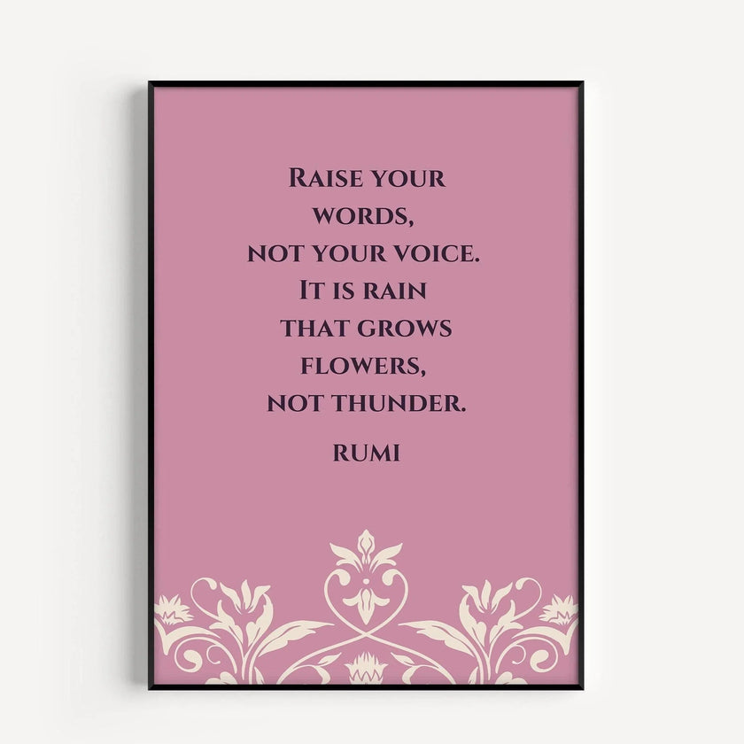 Rumi Quote Art Print: Lilac Poetry Poster
