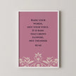 Rumi Quote Art Print: Lilac Poetry Poster