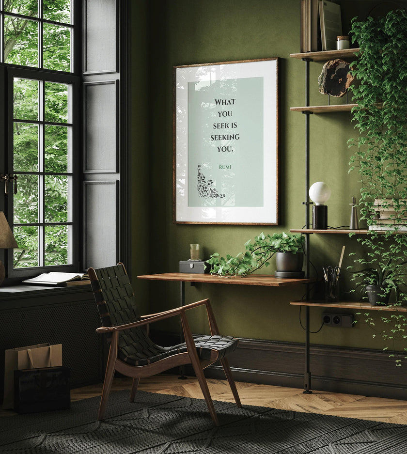 Rumi Quote Print: Mint Green Inspirational Poetry, Giclee Art