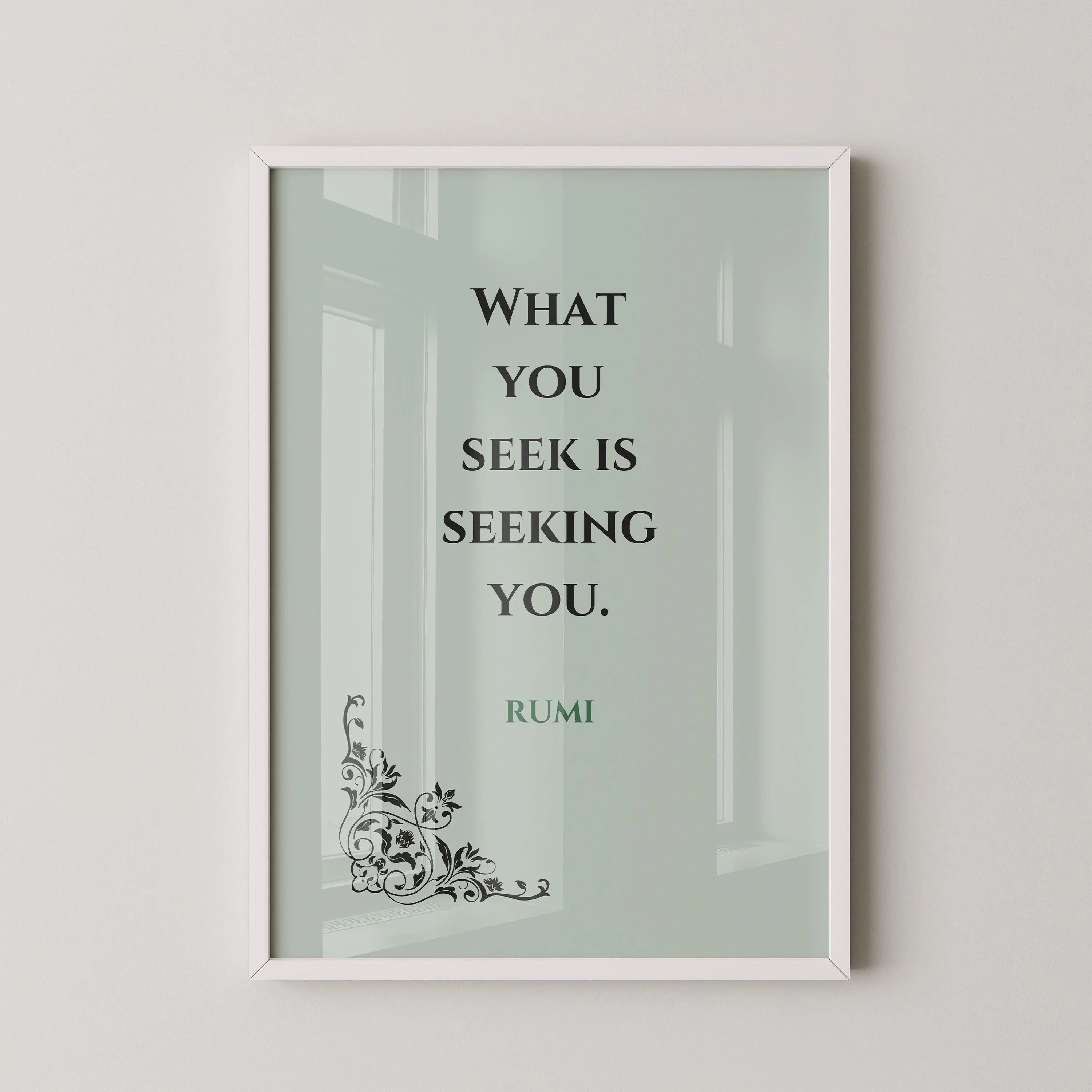 Rumi Quote Print: Mint Green Inspirational Poetry, Giclee Art