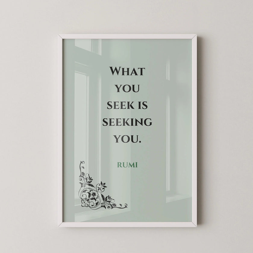 Rumi Quote Print: Mint Green Inspirational Poetry, Giclee Art