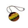 Rustic Chunky Circle Pendant Necklace | Earthy Maroon, Gold, Green & Brown