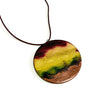 Rustic Chunky Circle Pendant Necklace | Earthy Maroon, Gold, Green & Brown