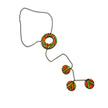 Rustic Lariat Necklace & Earrings Set, Green, Orange & Grey, Handmade Polymer Clay