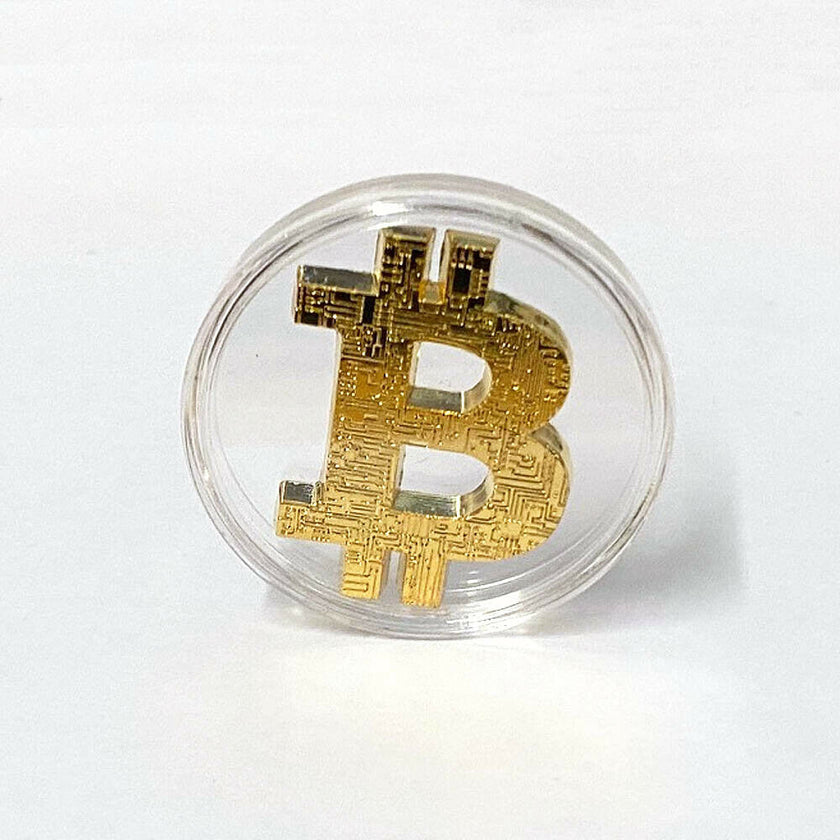 Bitcoin Logo - Gold Metal Physical Blockchain Cryptocurrency Collectible Logo