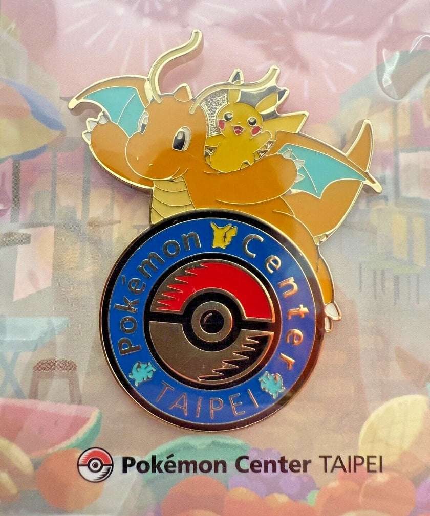Pokemon Center Taipei Dragonite Pikachu Exclusive Pin