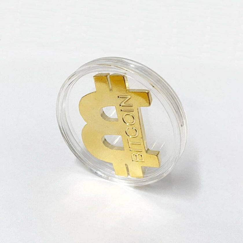 Bitcoin Logo - Gold Metal Physical Blockchain Cryptocurrency Collectible Logo