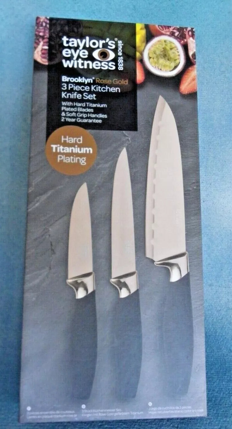 Taylor's Eye Witness - Couteaux Satin Gold (éplucheur-polyvalent-chef) (lot de 3)