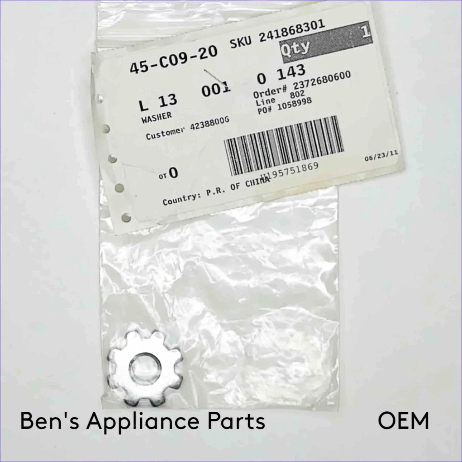 Frigidaire 241868301 Washer Part for Laundry Appliances