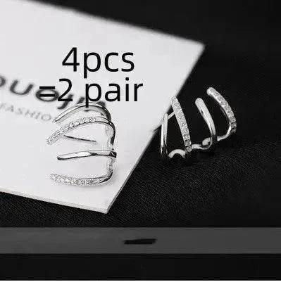 S925 Silver Needle Four-prong Zircon Inlaid Earrings
