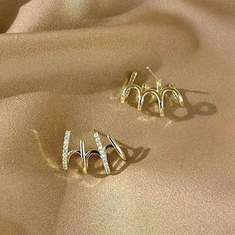 S925 Silver Needle Four-prong Zircon Inlaid Earrings