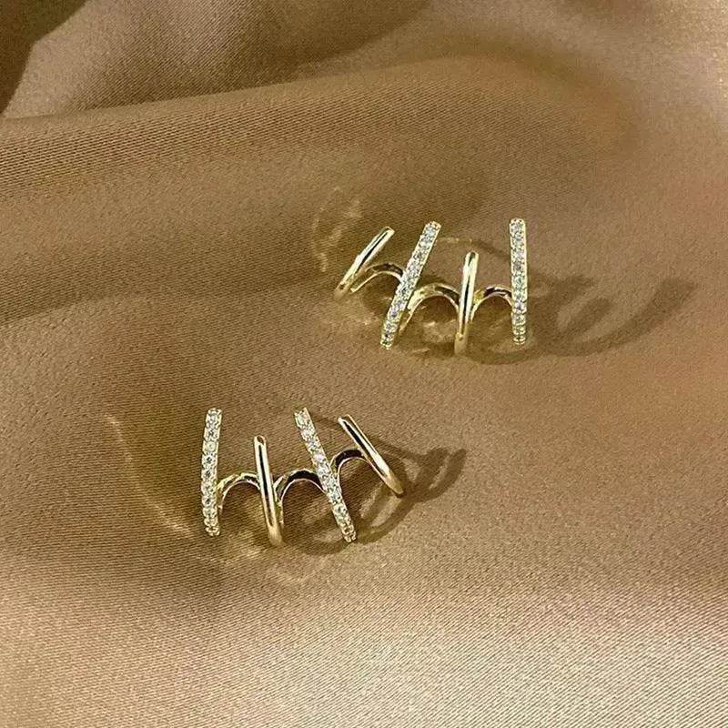 S925 Silver Needle Four-prong Zircon Inlaid Earrings
