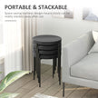 Noel Backless Round Dining Stools-Set of 4 with Metal Legs-Black