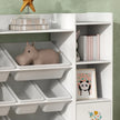 Qaba Kids Toy Organizers and Storage with 8 Removable Storage Bins and Bookshelf, White